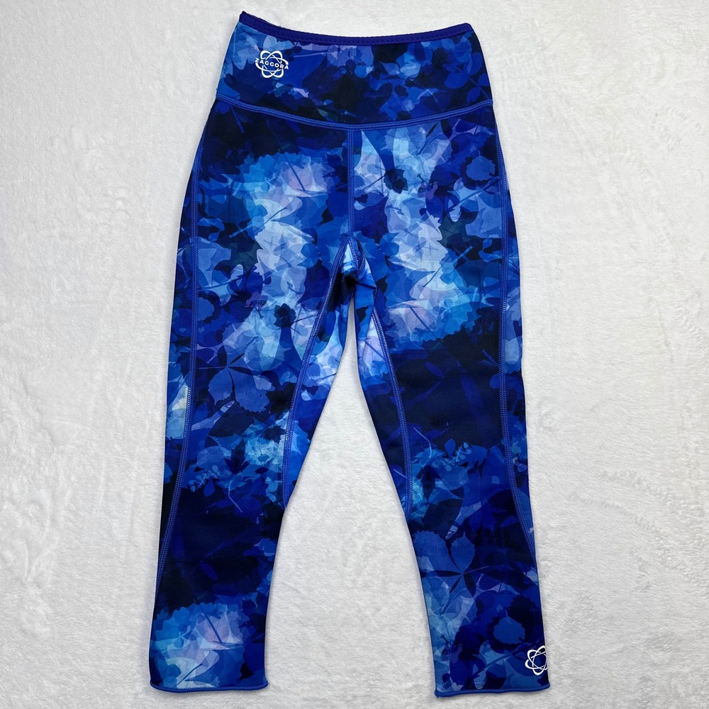 Zaggora Capri Leggings Womens XS Blue Thermo Technology Geometric Print Neoprene